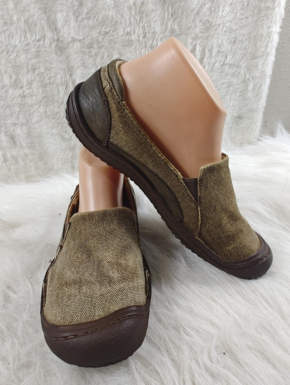 KEEN Cush Slip On Shoes Women's Size 8.5 Brown Yellow Leather Fabric Comfort - Picture 4 of 15